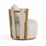 TOV Paolo Cream Textured Weave Swivel Chair