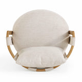 TOV Paolo Cream Textured Weave Swivel Chair
