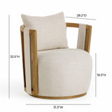 TOV Paolo Cream Textured Weave Swivel Chair