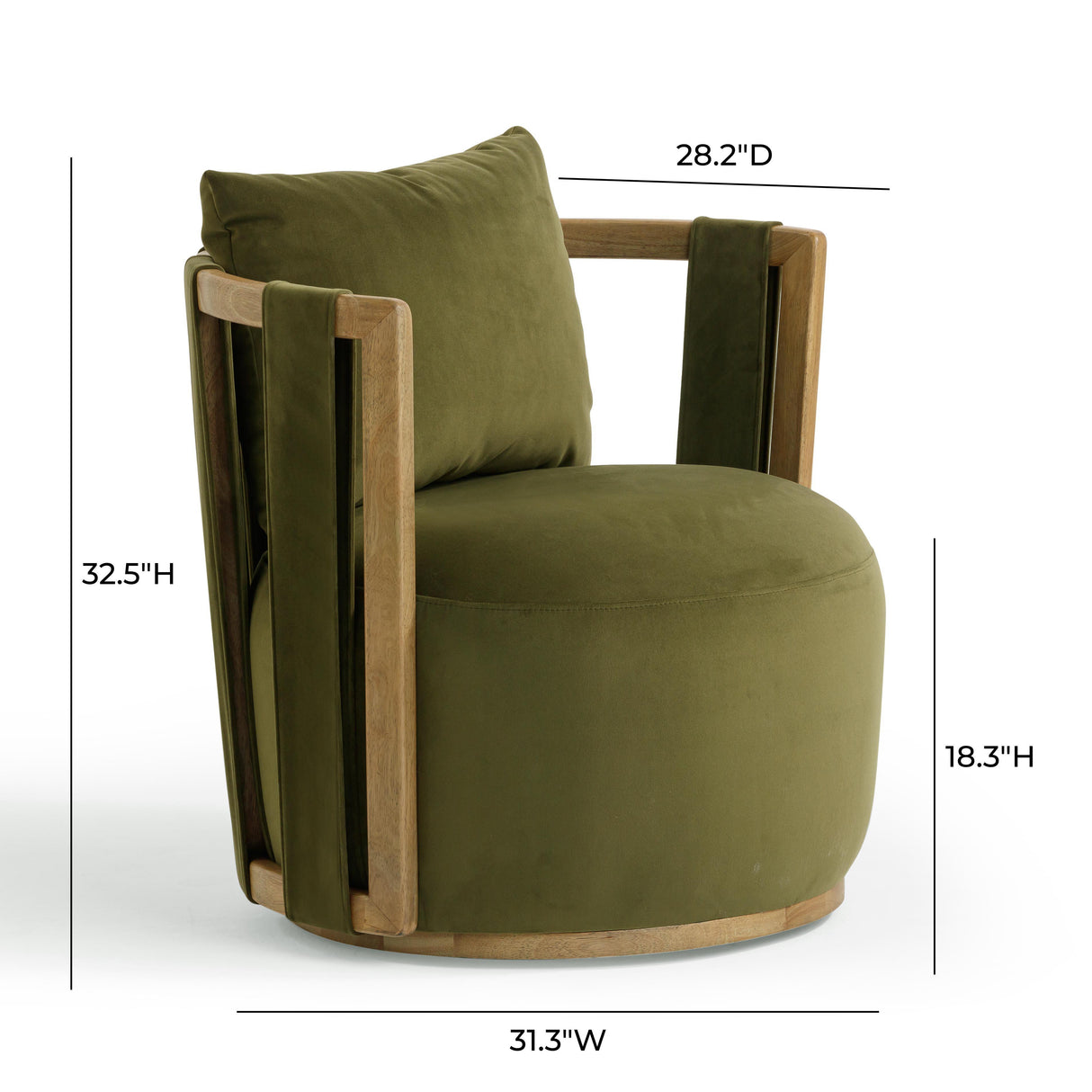 TOV Paolo Green Upcycled Distressed Velvet Swivel Chair