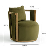 TOV Paolo Green Upcycled Distressed Velvet Swivel Chair