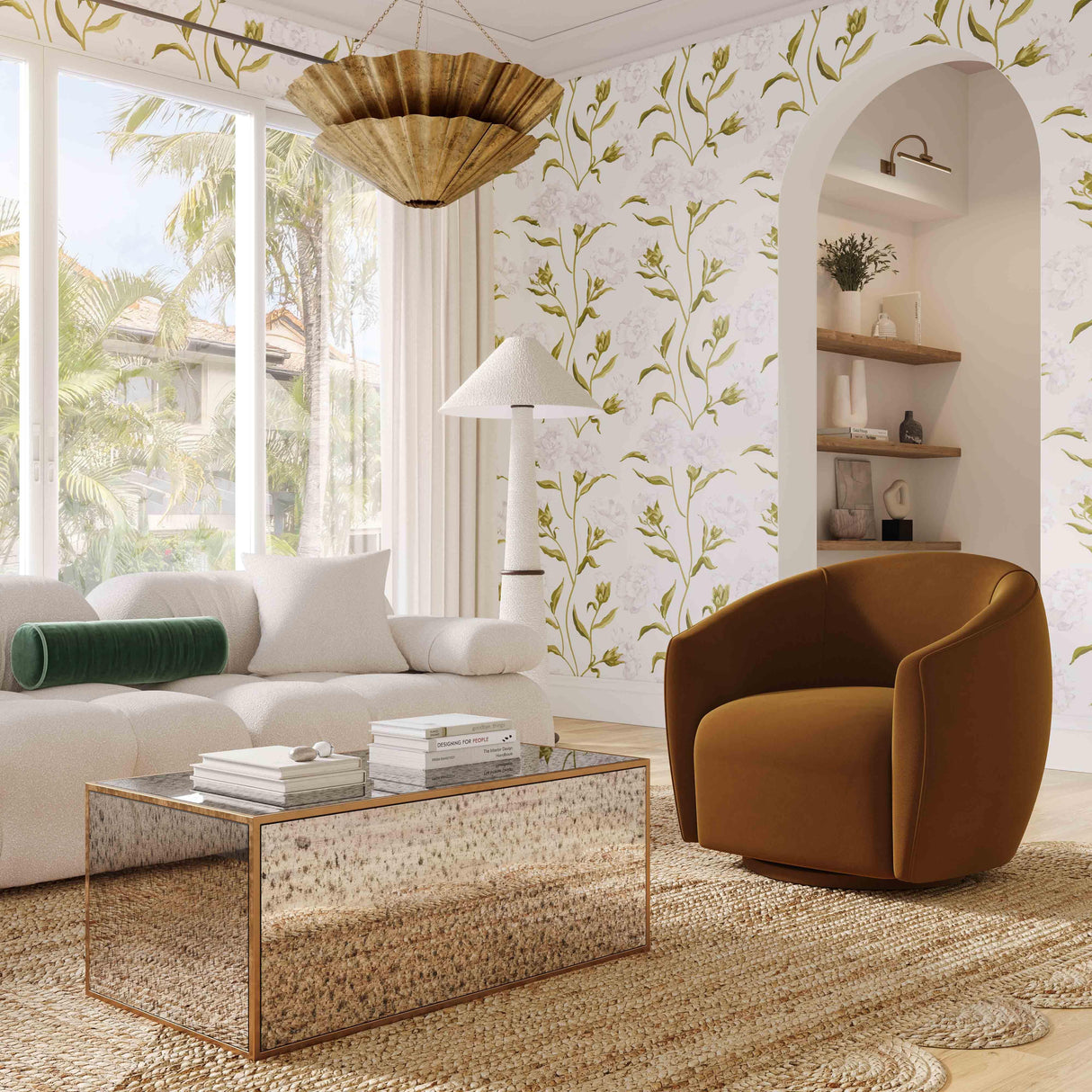 TOV Jordan Cognac Velvet Swivel Chair