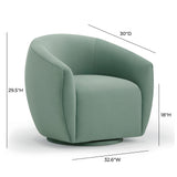 TOV Jordan Sea Blue Velvet Swivel Chair