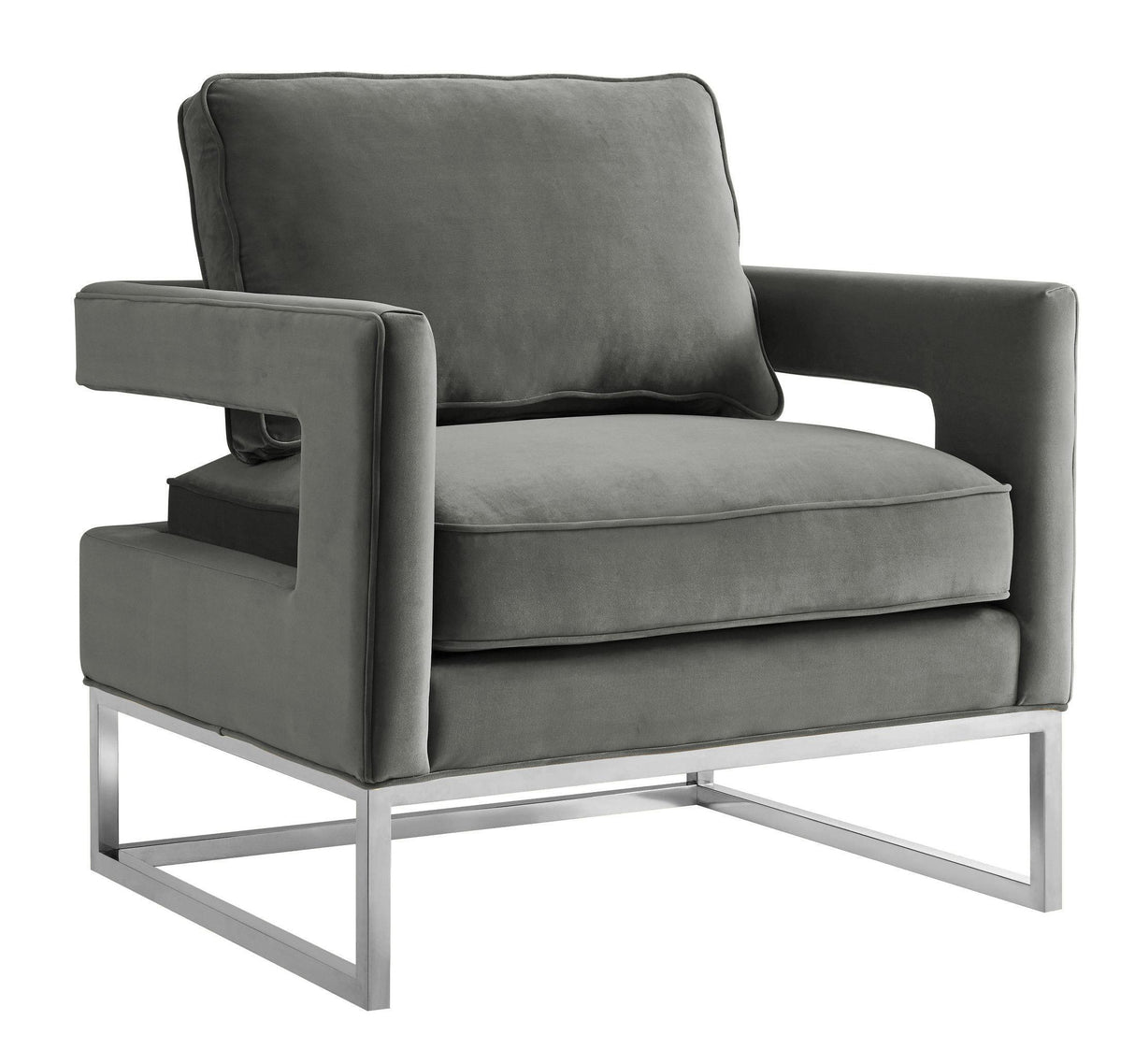 TOV Avery Grey Velvet Chair - Silver Frame