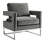 TOV Avery Grey Velvet Chair - Silver Frame