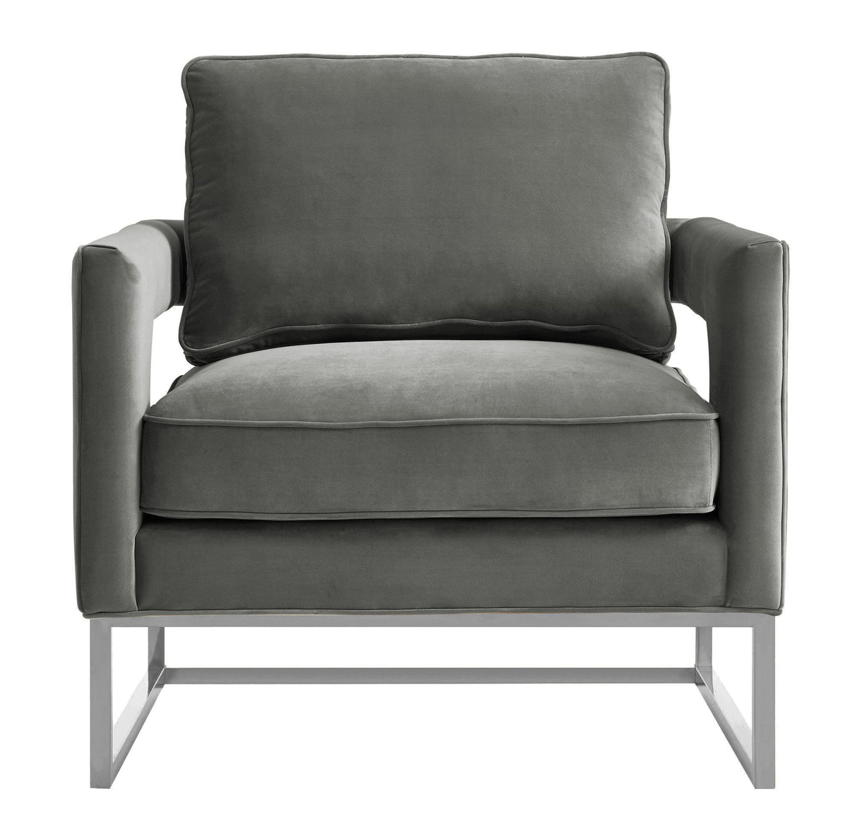 TOV Avery Grey Velvet Chair - Silver Frame