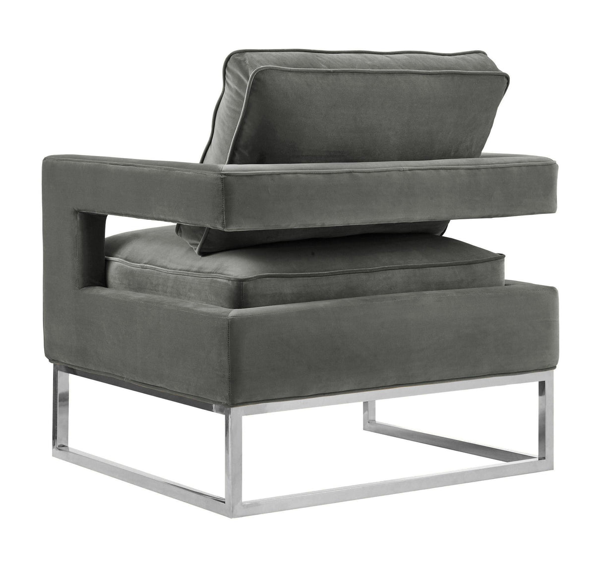TOV Avery Grey Velvet Chair - Silver Frame