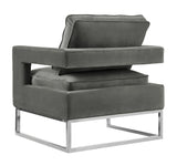 TOV Avery Grey Velvet Chair - Silver Frame
