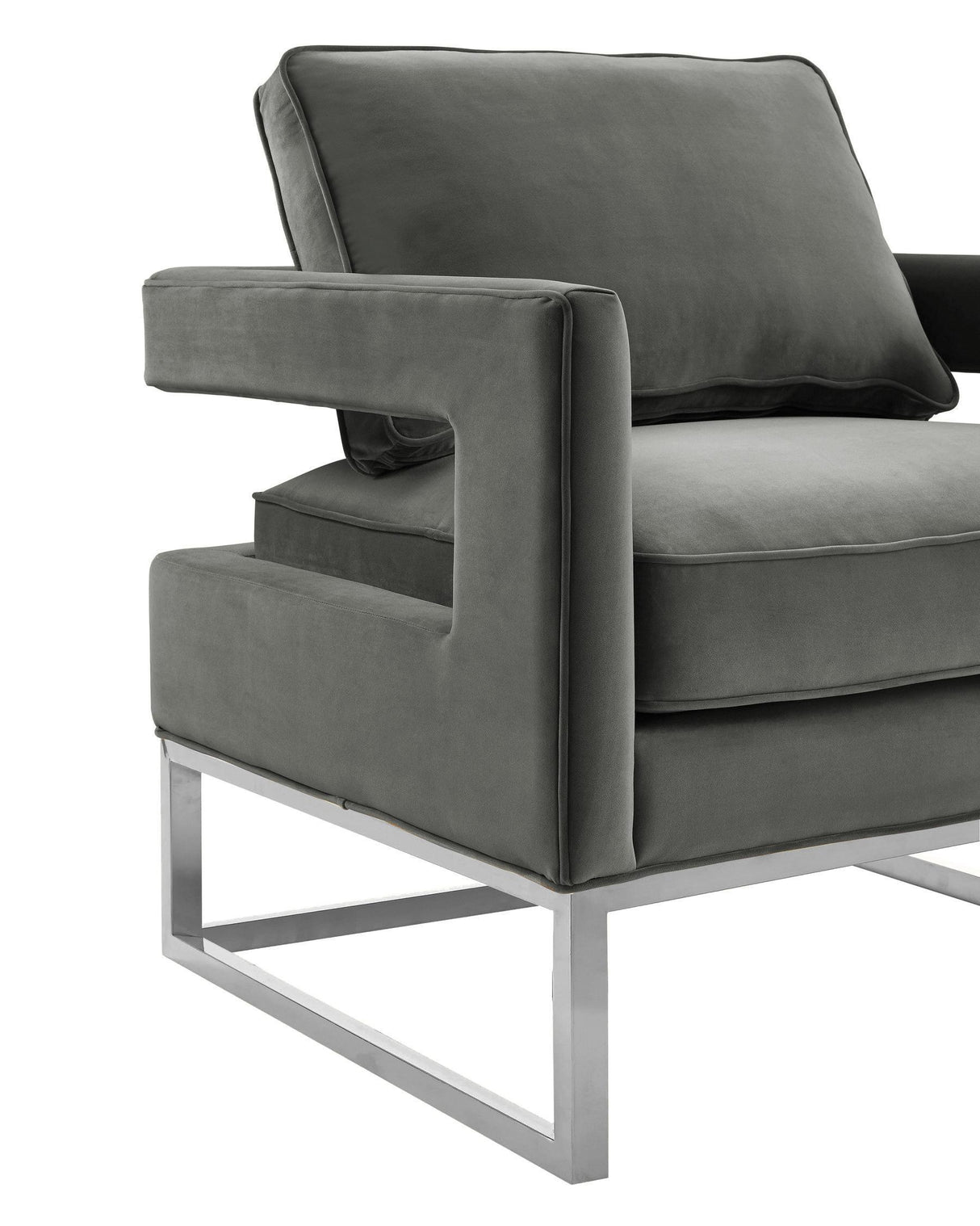 TOV Avery Grey Velvet Chair - Silver Frame