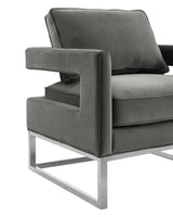 TOV Avery Grey Velvet Chair - Silver Frame