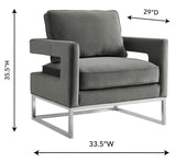TOV Avery Grey Velvet Chair - Silver Frame