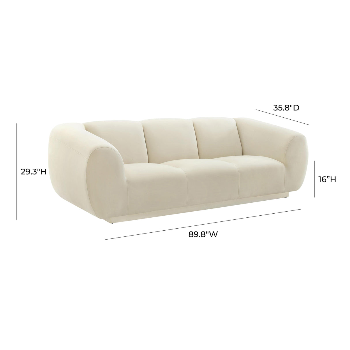 TOV Emmet Cream Velvet Sofa
