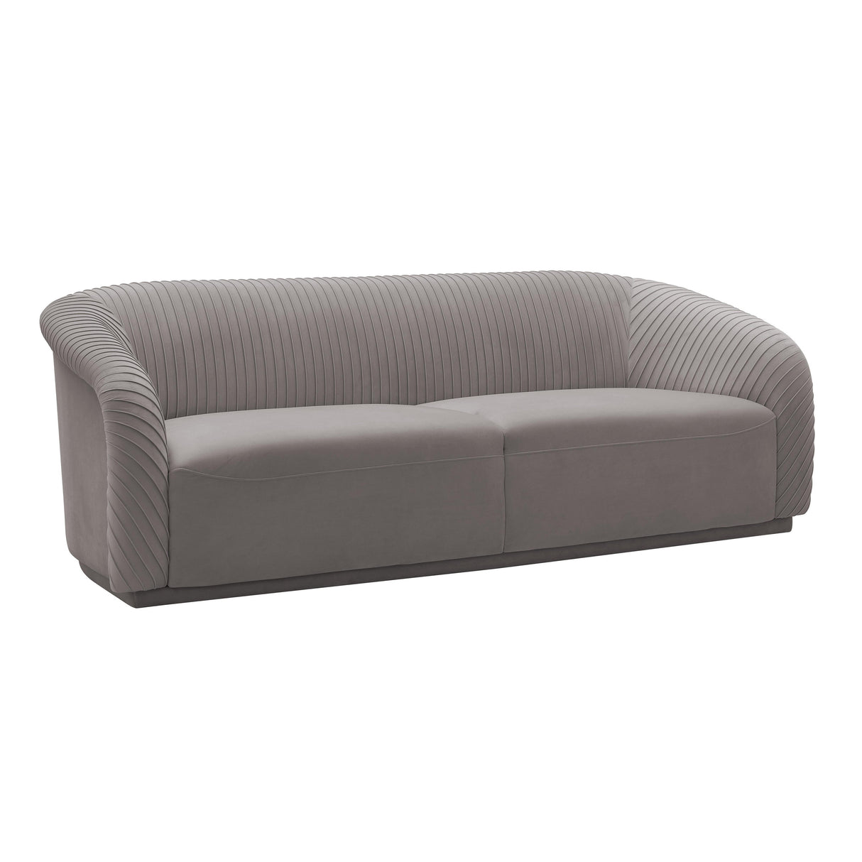 TOV Yara Pleated Grey Velvet Sofa