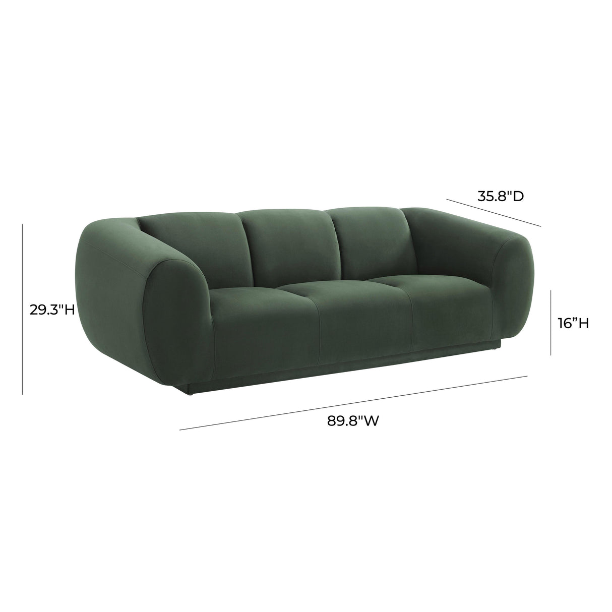 TOV Emmet Forest Green Velvet Sofa