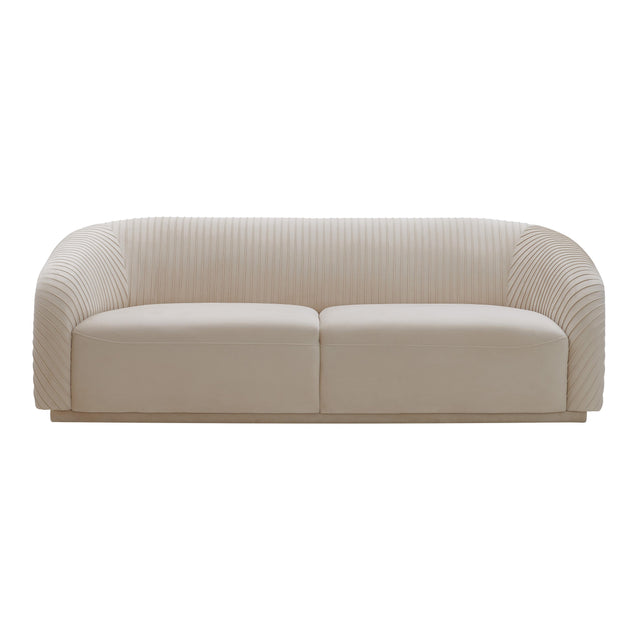 TOV Yara Pleated Beige Velvet Sofa