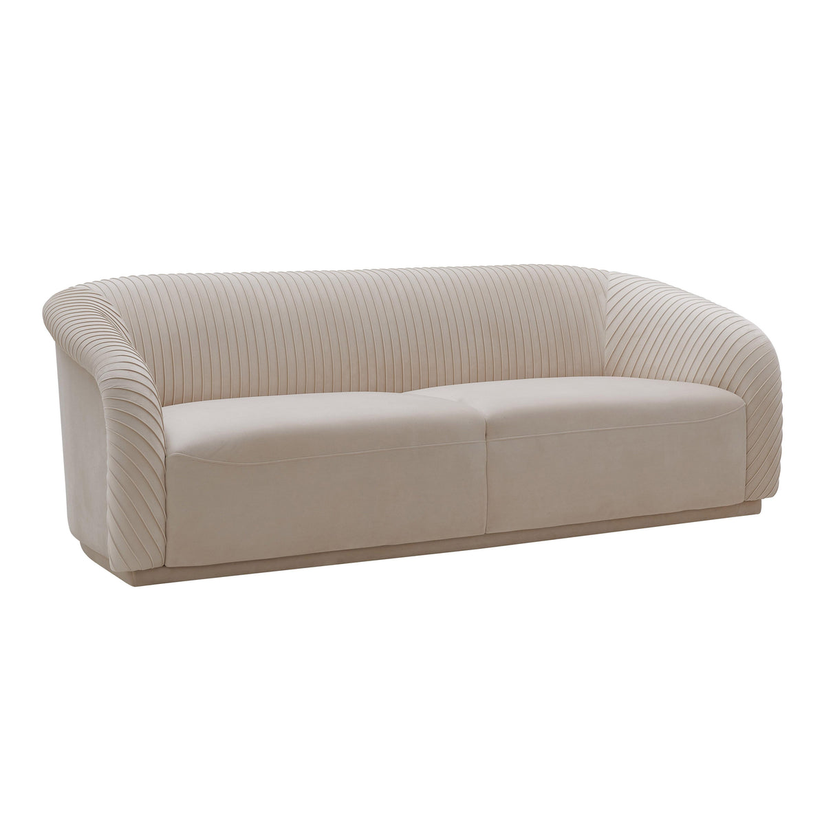 TOV Yara Pleated Beige Velvet Sofa