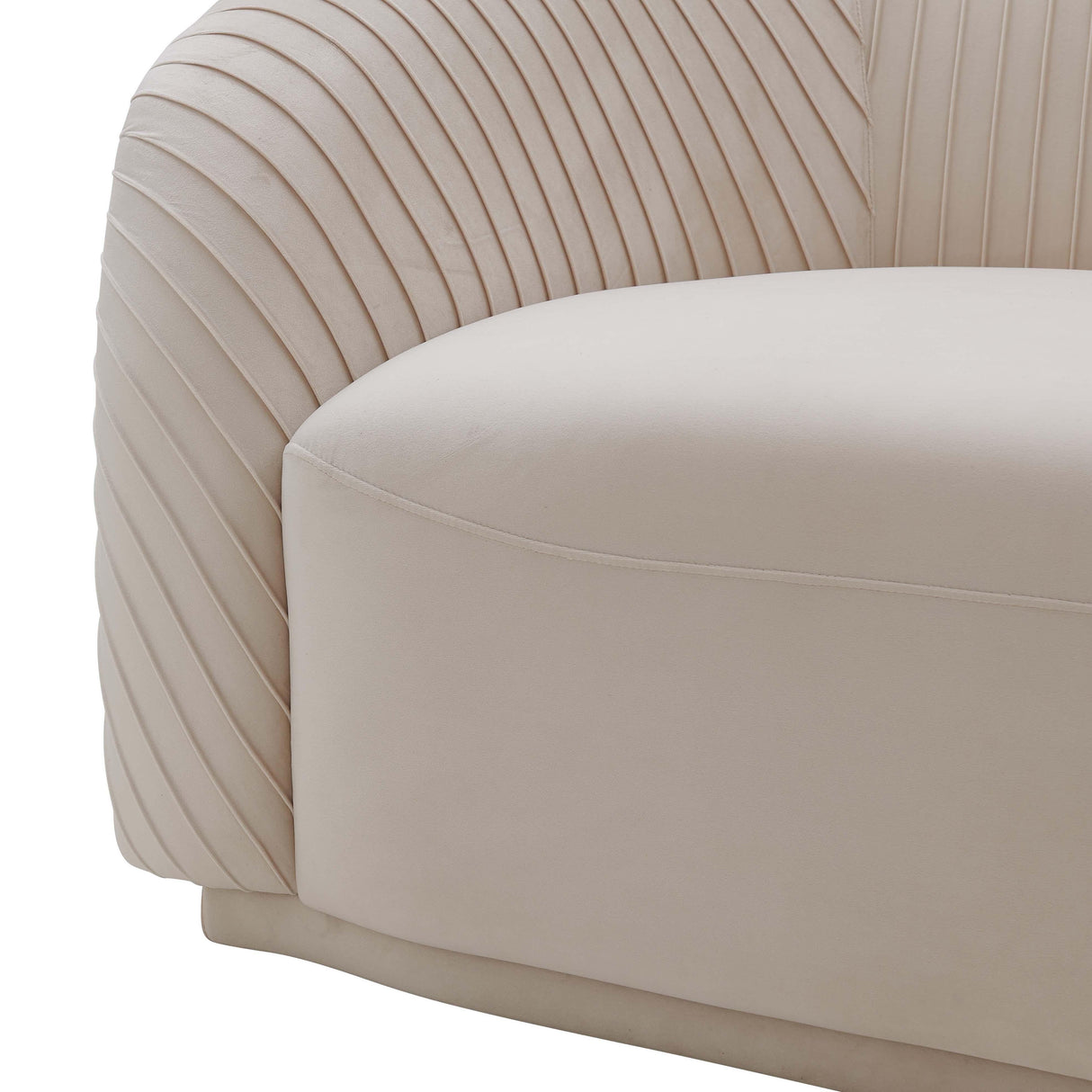TOV Yara Pleated Beige Velvet Sofa