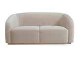 TOV Yara Pleated Beige Velvet Loveseat