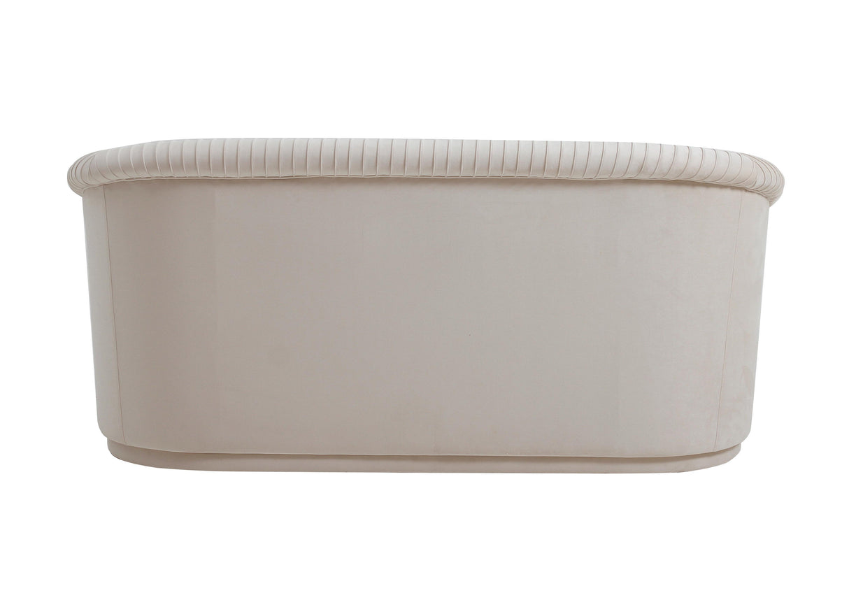 TOV Yara Pleated Beige Velvet Loveseat