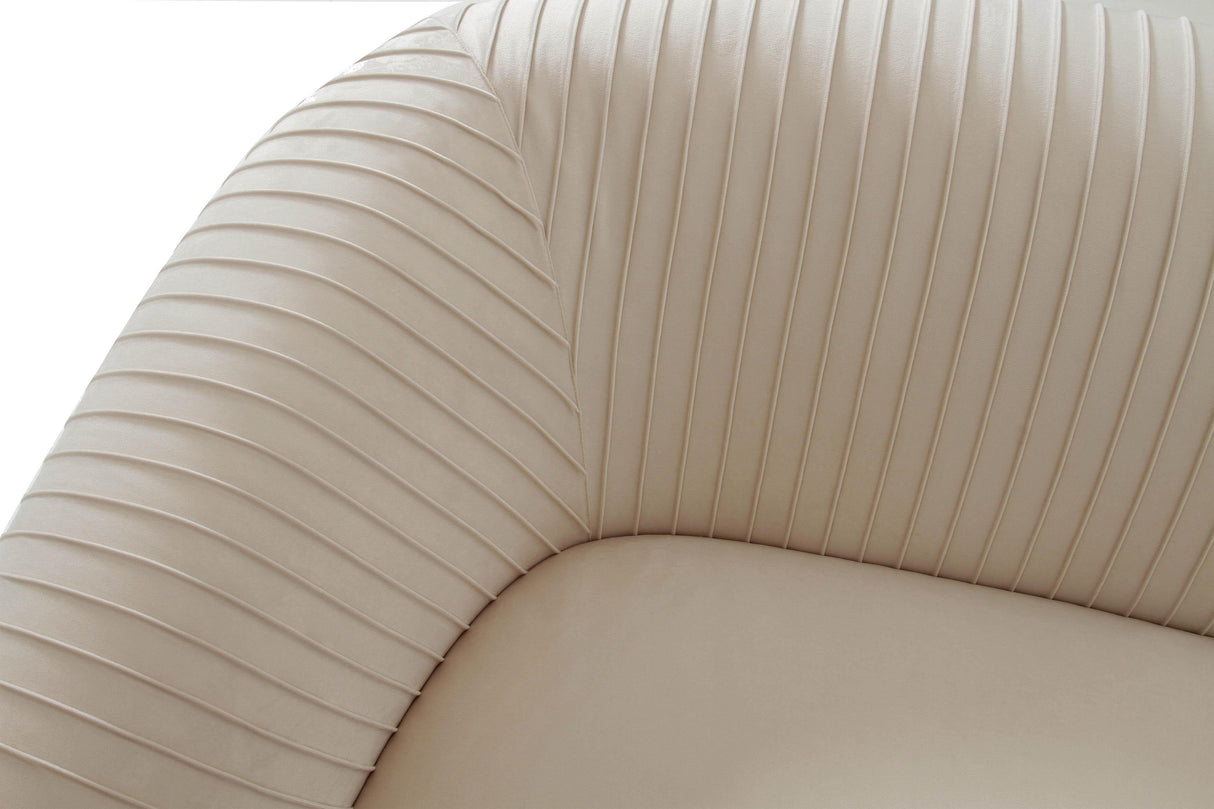TOV Yara Pleated Beige Velvet Loveseat