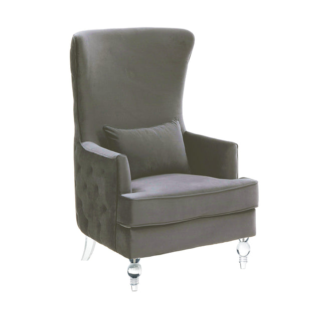 TOV Aubree Tall Chair with Acrylic Legs - Grey