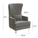 TOV Aubree Tall Chair with Acrylic Legs - Grey
