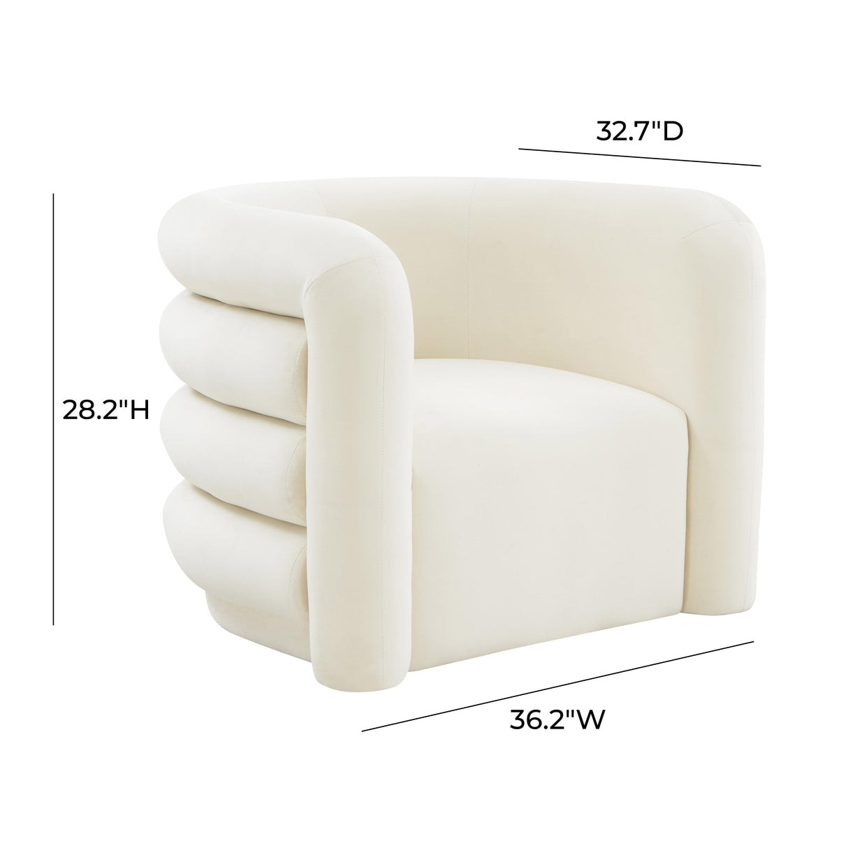 TOV Curves Cream Velvet Lounge Chair