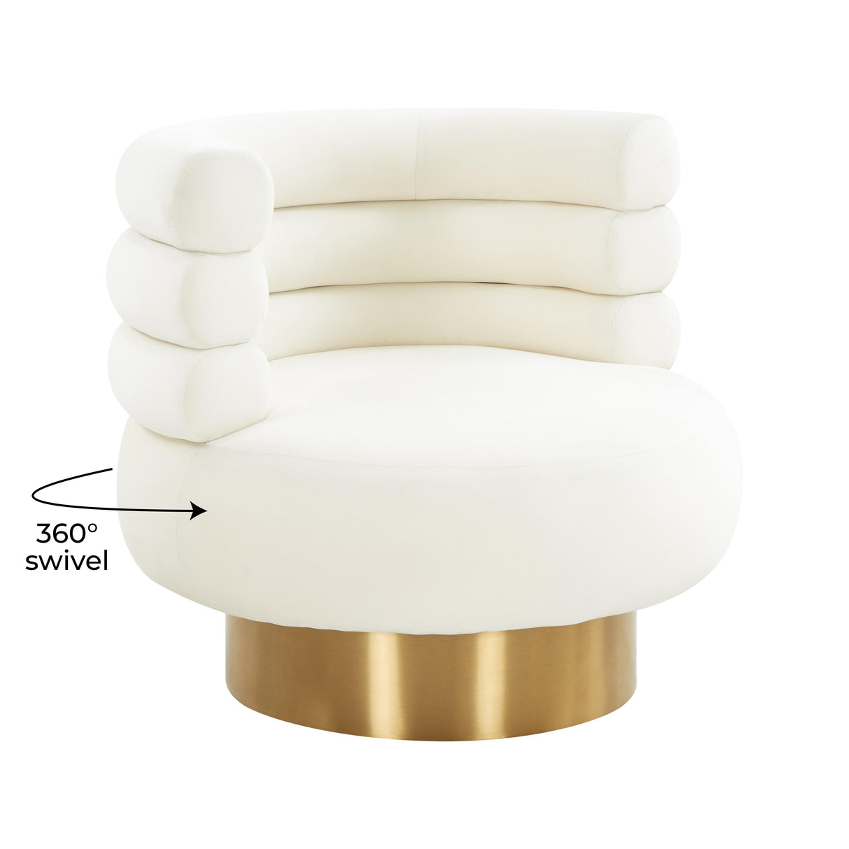 TOV Naomi Cream Velvet Swivel Chair