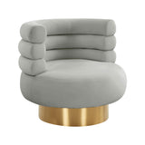TOV Naomi Grey Velvet Swivel Chair