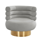 TOV Naomi Grey Velvet Swivel Chair