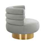 TOV Naomi Grey Velvet Swivel Chair