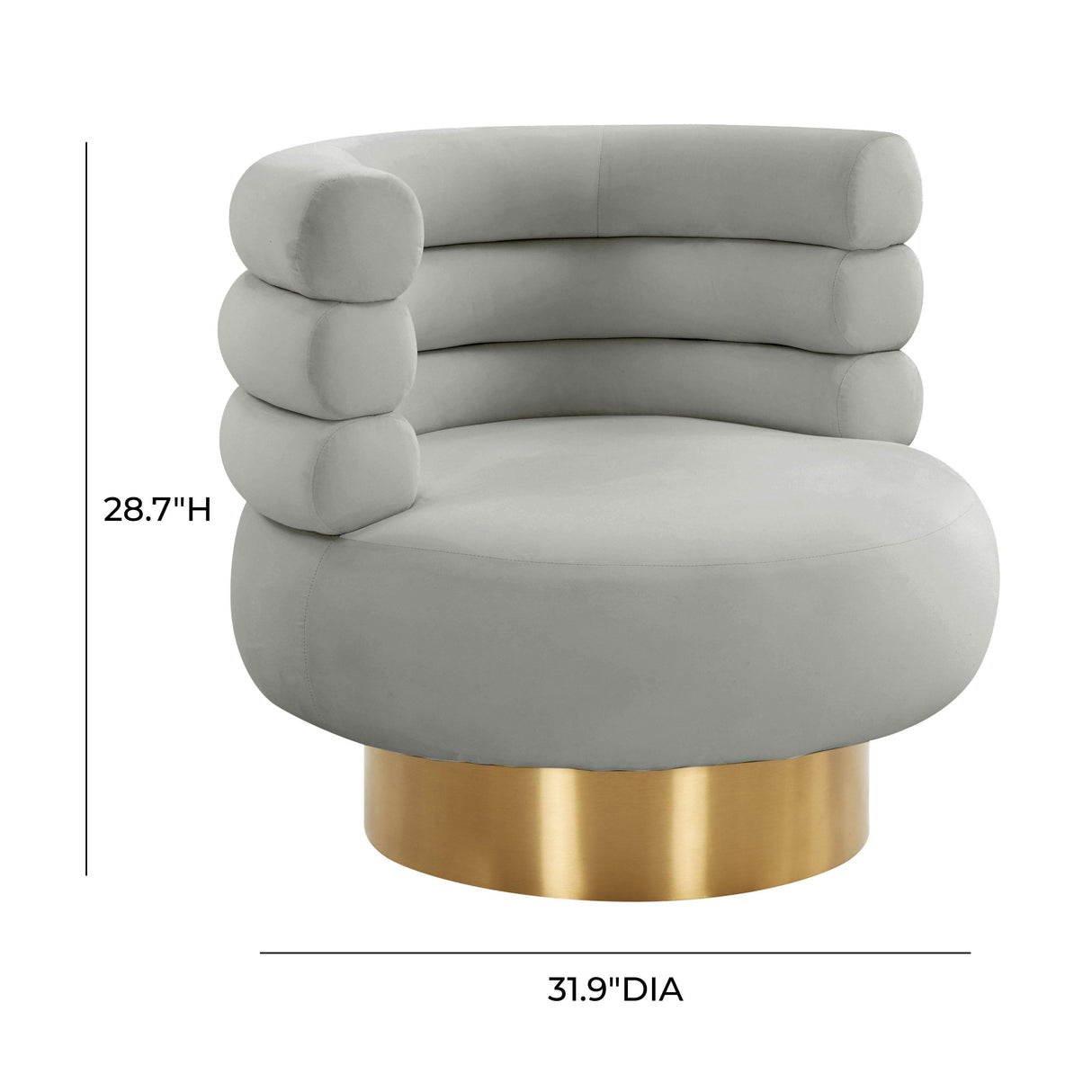 TOV Naomi Grey Velvet Swivel Chair