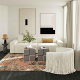 TOV Shag Me Ivory Performance Vegan Leather Swivel Chair