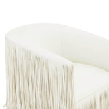 TOV Shag Me Ivory Performance Vegan Leather Swivel Chair