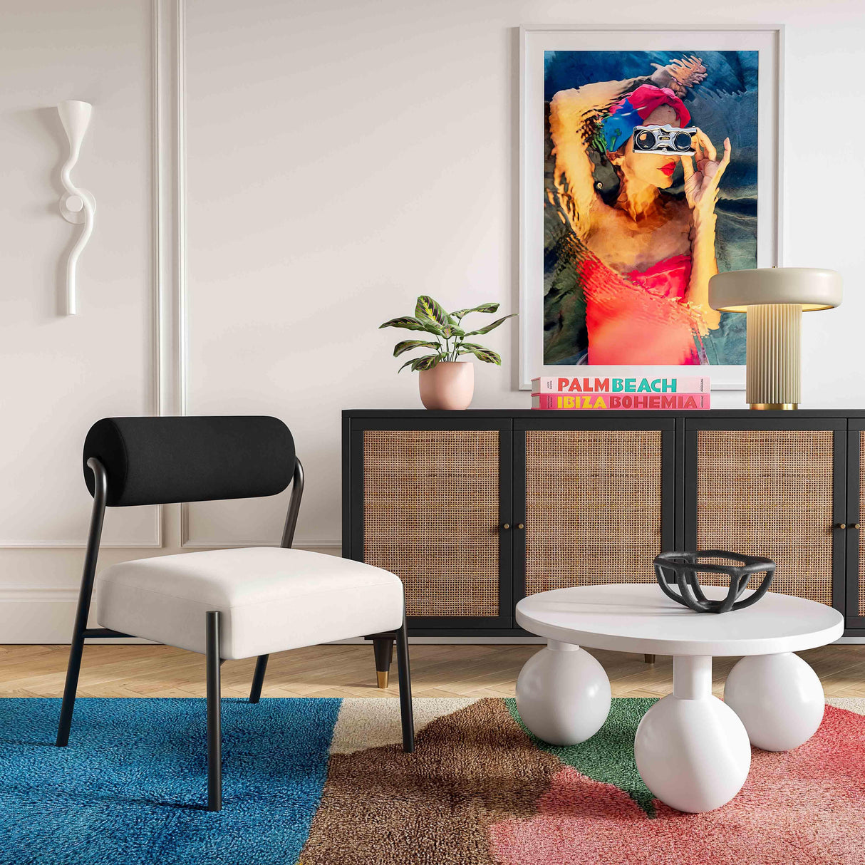 TOV Jolene Cream Velvet Accent Chair