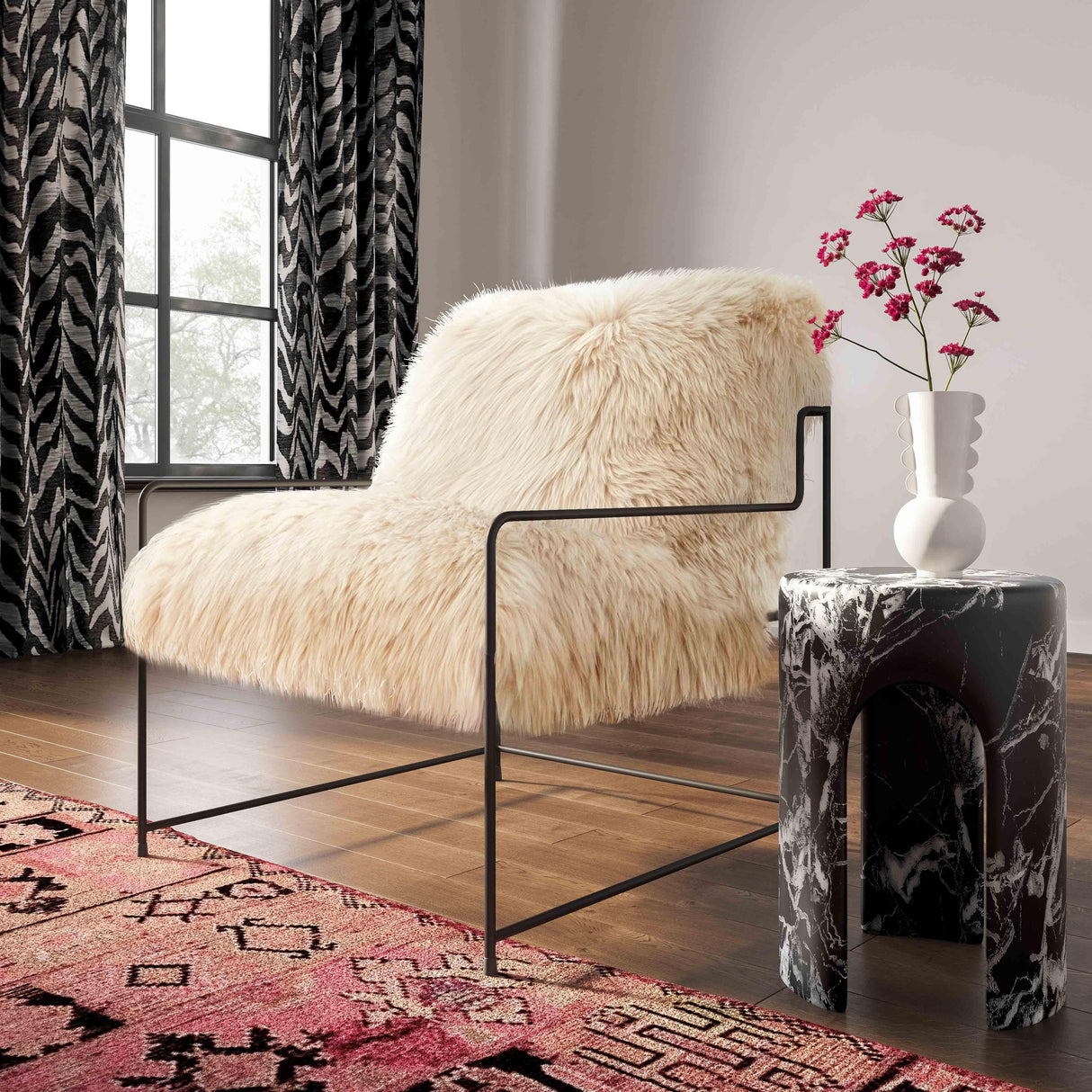 TOV Kimi Natural Genuine Sheepskin Chair