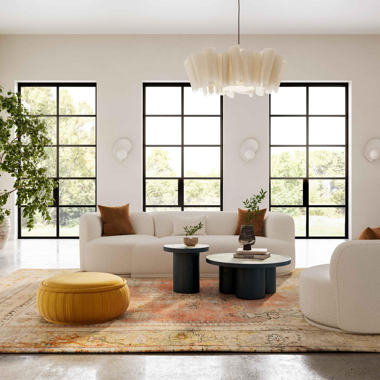 TOV Fickle Cream Boucle Swivel Chair