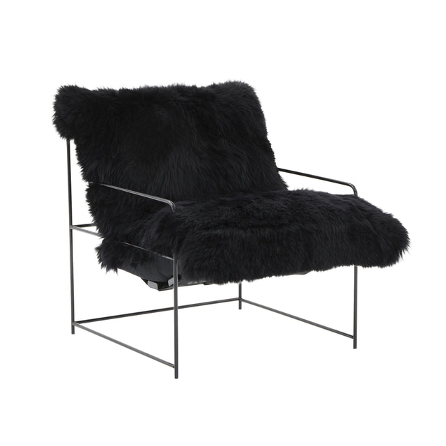 TOV Kimi Black Genuine Sheepskin Chair