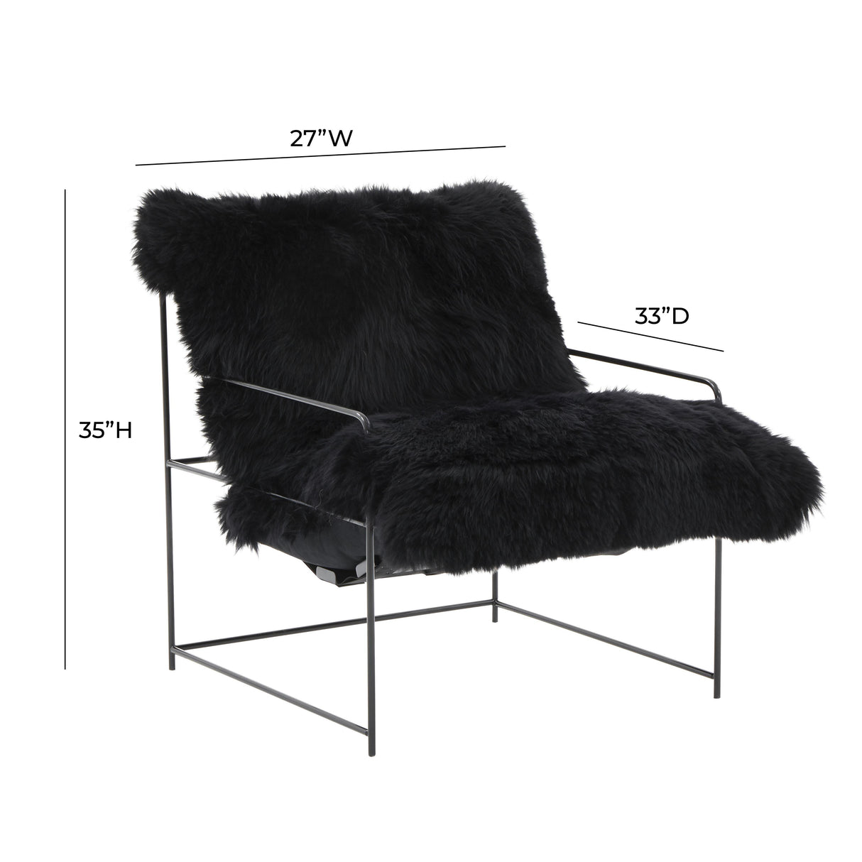TOV Kimi Black Genuine Sheepskin Chair