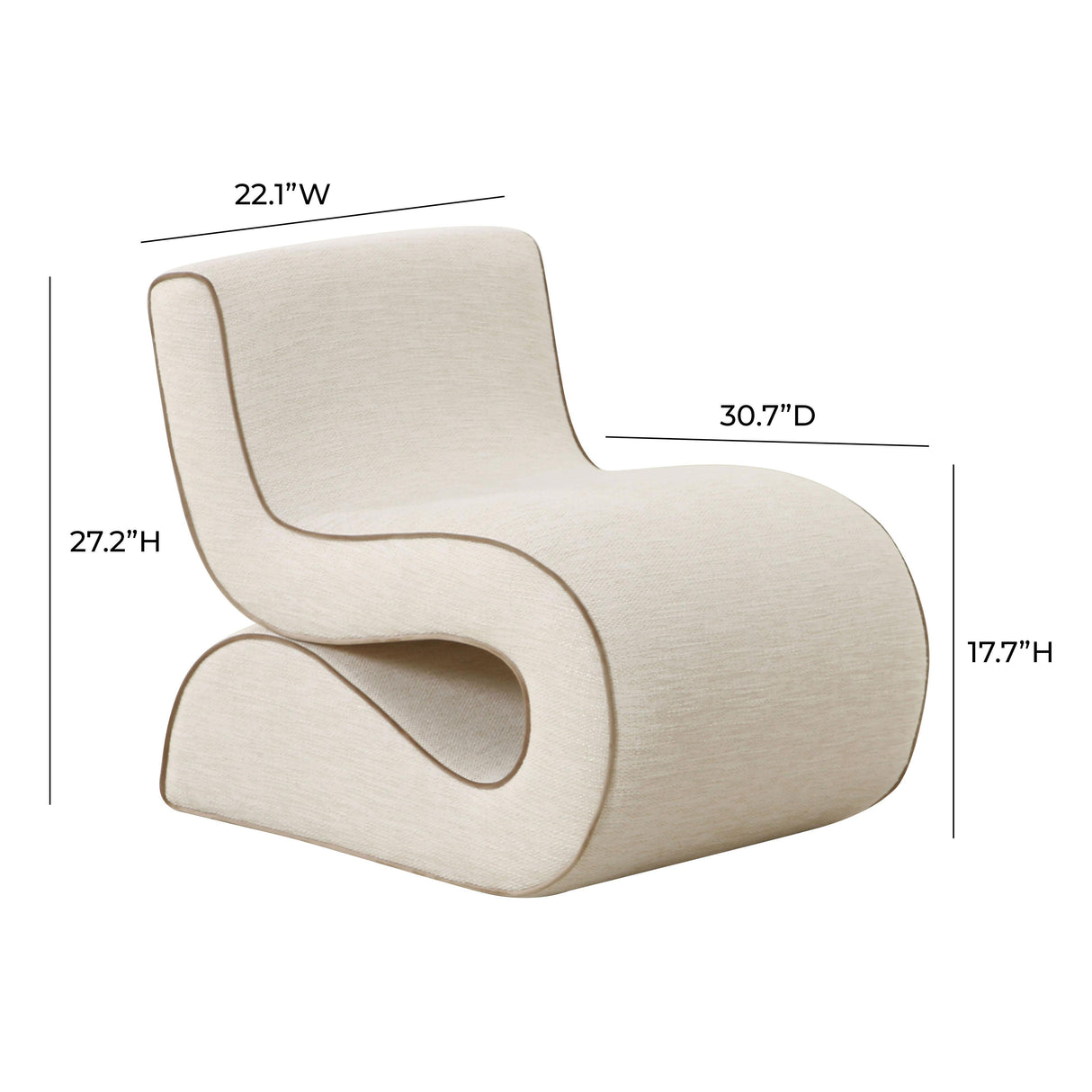 TOV Senna Cream Basketweave Accent Chair