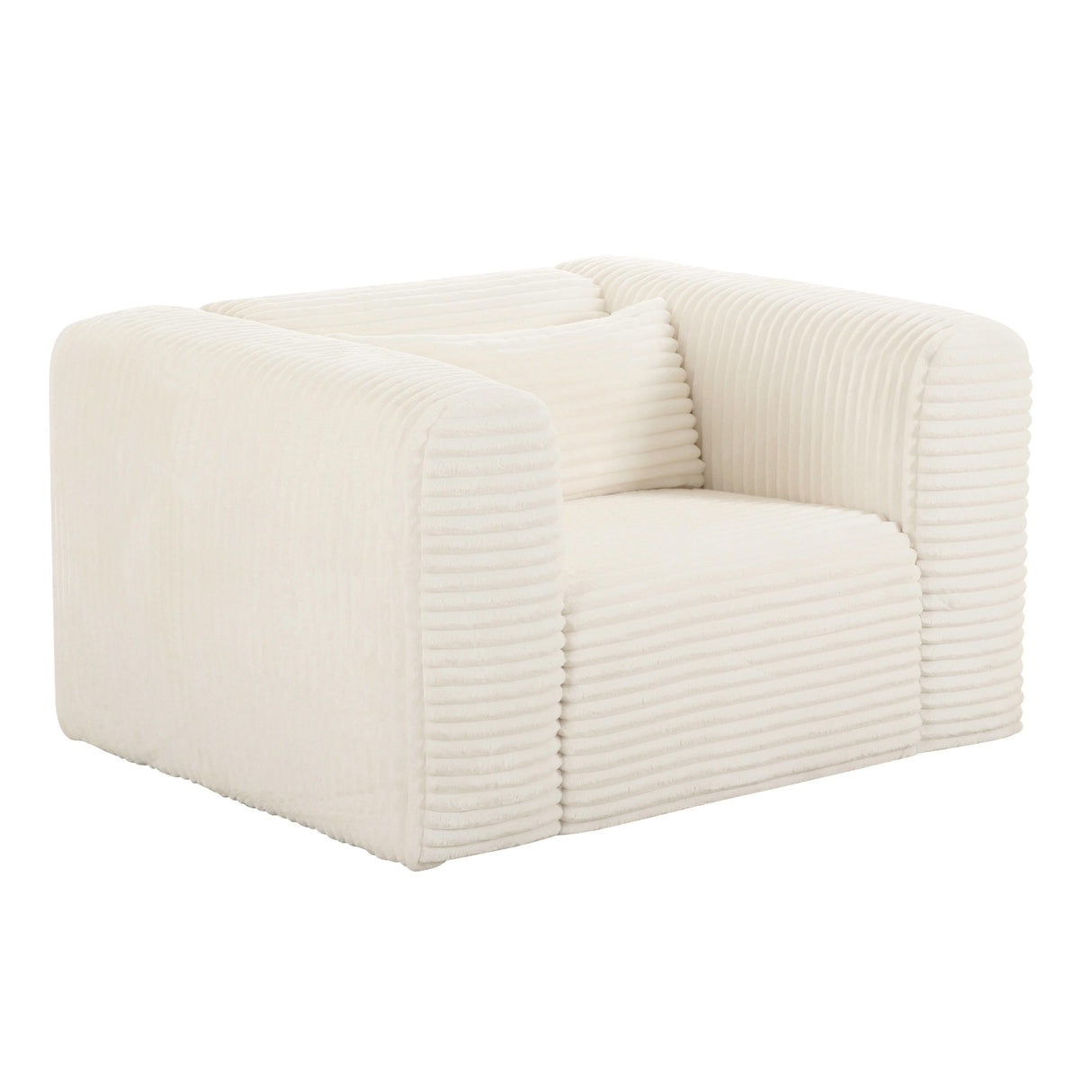 TOV Tarra Fluffy Oversized Cream Corduroy Armchair
