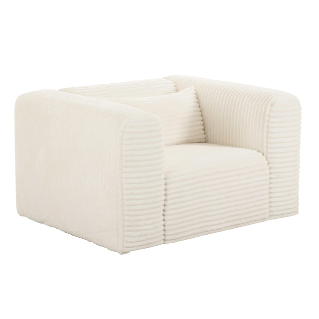 TOV Tarra Fluffy Oversized Cream Corduroy Armchair