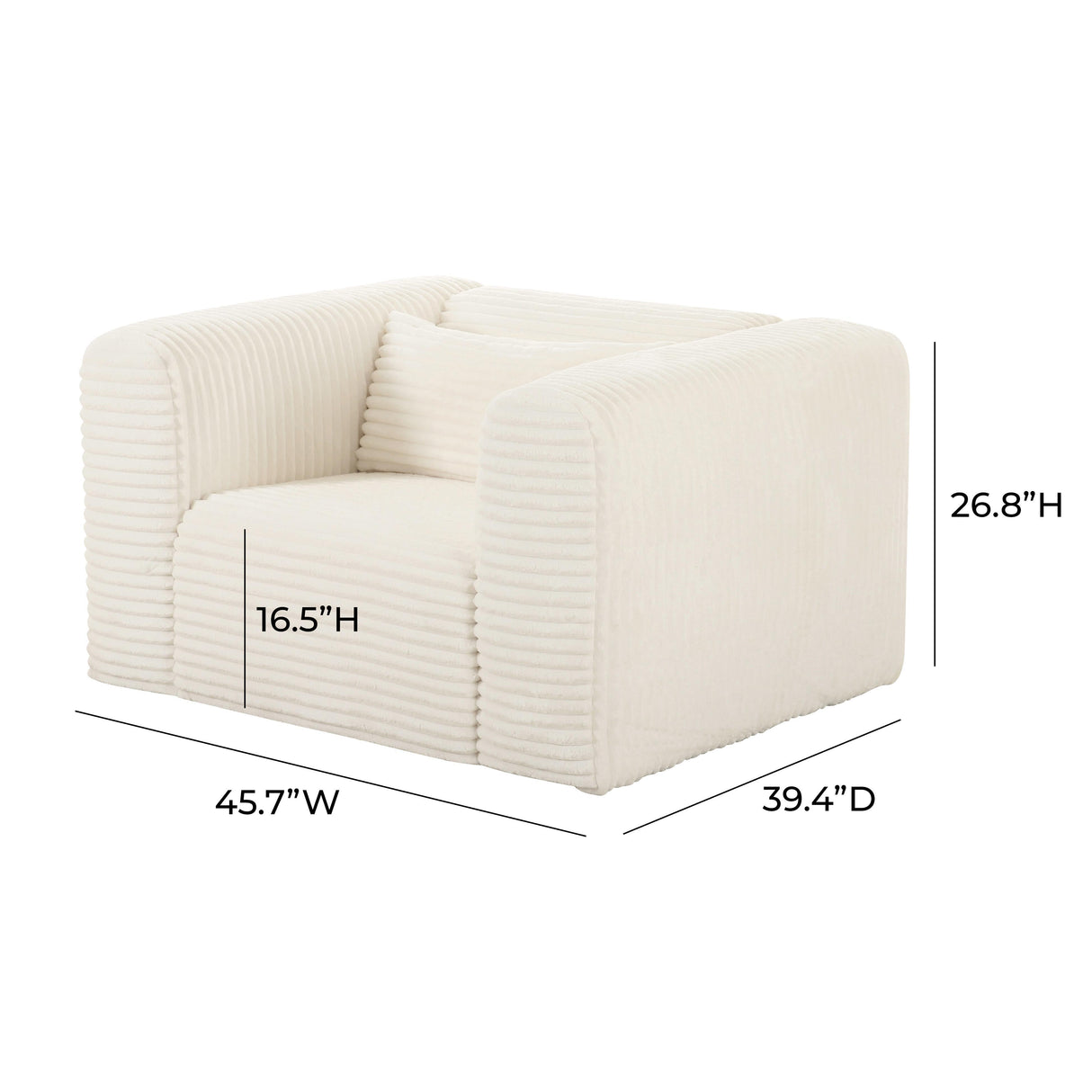 TOV Tarra Fluffy Oversized Cream Corduroy Armchair