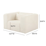 TOV Tarra Fluffy Oversized Cream Corduroy Armchair