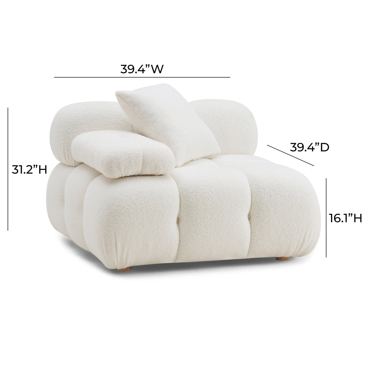 TOV Calliope Cream Vegan Shearling Modular Corner Chair
