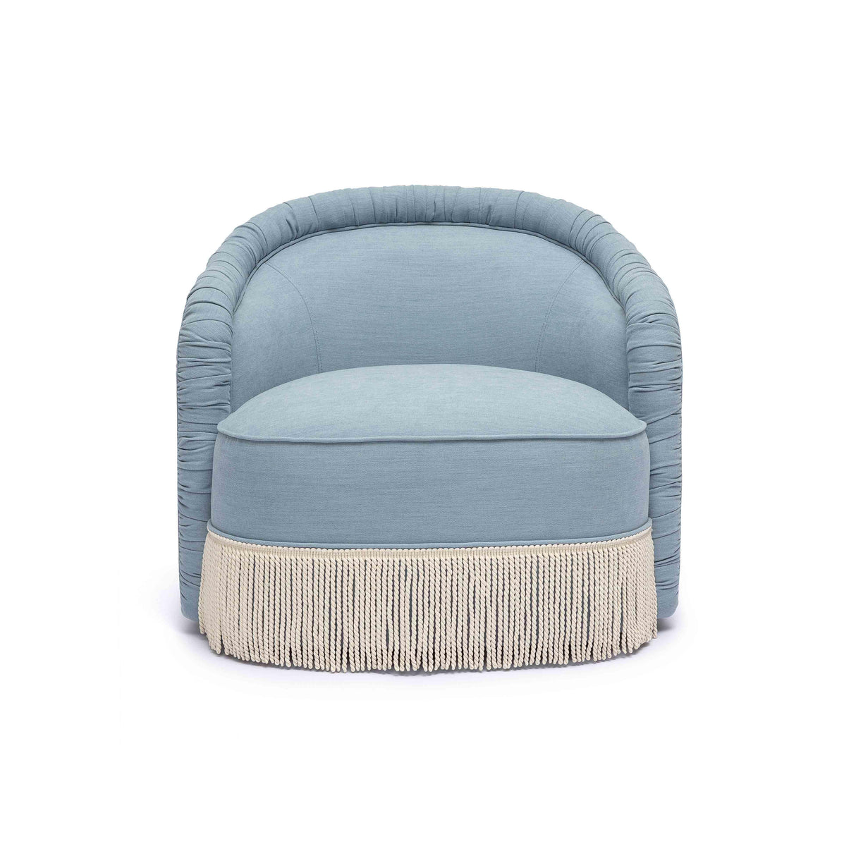 TOV Pamela Faded Blue Recycled Fabric Tassel Lounge Chair