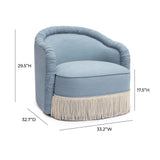 TOV Pamela Faded Blue Recycled Fabric Tassel Lounge Chair