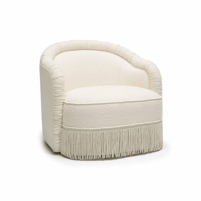 TOV Pamela Cream Boucle Tassel Lounge Chair