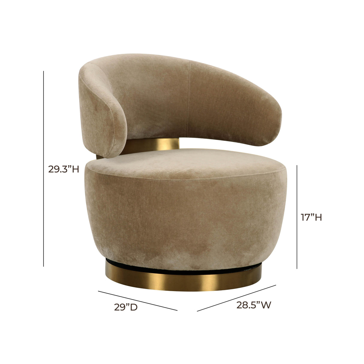 TOV Austin Oat Recycled Fabric Swivel Chair