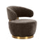 TOV Austin Chocolate Brown Recycled Fabric Swivel Chair